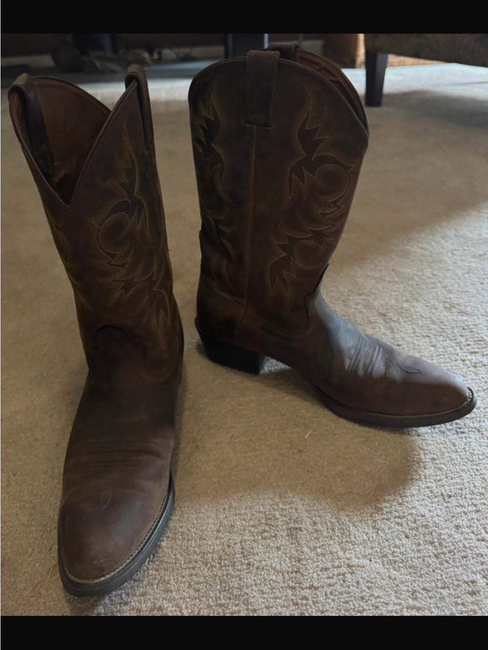 Justin Boots Brown Embroidered Leather Western Cowboy Boots 11.5D